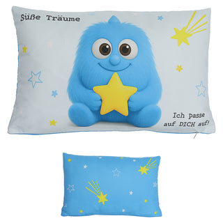 Kissen Mutmacher rosa / flieder / hellblau / blau 40x25cm Baumwolle 180g Polyesterfüllung Reißverschluss Kuschelkissen einseitig bedruckt