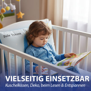 Kissen Mutmacher rosa / flieder / hellblau / blau 40x25cm Baumwolle 180g Polyesterfüllung Reißverschluss Kuschelkissen einseitig bedruckt
