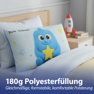 Kissen Mutmacher rosa / flieder / hellblau / blau 40x25cm Baumwolle 180g Polyesterfüllung Reißverschluss Kuschelkissen einseitig bedruckt
