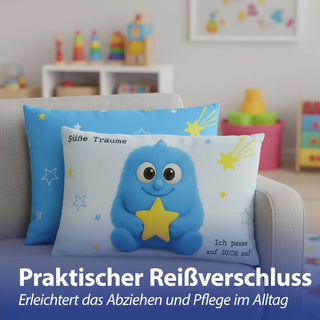 Kissen Mutmacher rosa / flieder / hellblau / blau 40x25cm Baumwolle 180g Polyesterfüllung Reißverschluss Kuschelkissen einseitig bedruckt