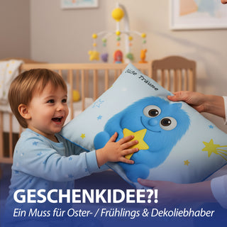 Kissen Mutmacher rosa / flieder / hellblau / blau 40x25cm Baumwolle 180g Polyesterfüllung Reißverschluss Kuschelkissen einseitig bedruckt
