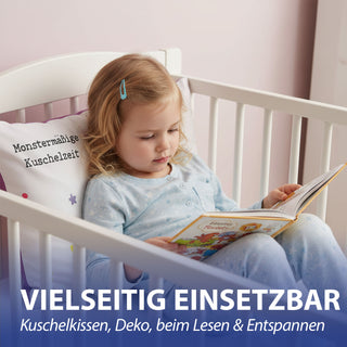 Mini Kissen Mutmacher 4er Set 12x12cm Baumwolle 40g Polyesterfüllung Reißverschluss Kuschelkissen einseitig bedruckt 4 Designs