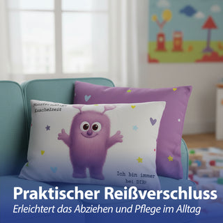 Mini Kissen Mutmacher 4er Set 12x12cm Baumwolle 40g Polyesterfüllung Reißverschluss Kuschelkissen einseitig bedruckt 4 Designs