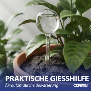 Bewässerungskugel 4er Set 7x28cm Kunststoff transparent/blau Fassungsvermögen 250ml Bewässerungssystem Durstkugel Wasserspender