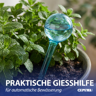 Bewässerungskugel 4er Set 7x28cm Kunststoff blau Fassungsvermögen 250ml Bewässerungssystem Durstkugel Wasserspender