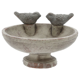Vogeltränke mit zwei Vögeln Zement 25x14x21,7cm Wasserbecken Vogelbad Vogelbecken Gartendekoration Wasserstelle wetterfest
