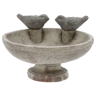 Vogeltränke mit zwei Vögeln Zement 25x14x21,7cm Wasserbecken Vogelbad Vogelbecken Gartendekoration Wasserstelle wetterfest