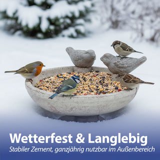 Vogeltränke mit zwei Vögeln Zement 25x14x21,7cm Wasserbecken Vogelbad Vogelbecken Gartendekoration Wasserstelle wetterfest