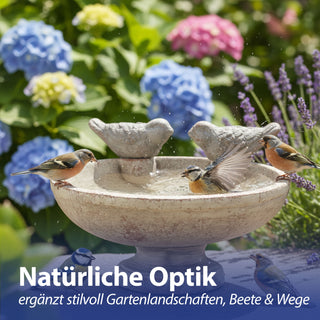 Vogeltränke mit zwei Vögeln Zement 25x14x21,7cm Wasserbecken Vogelbad Vogelbecken Gartendekoration Wasserstelle wetterfest