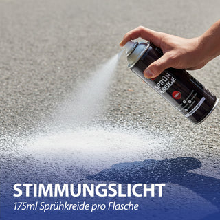 6/24x Kreidespray Weiß Set 4,5x15x5cm VOC 32% Dosenvolumen 175ml Sprühkreide Markierungsspray Dosenspray wasserlöslich Kreidefarbe temporär