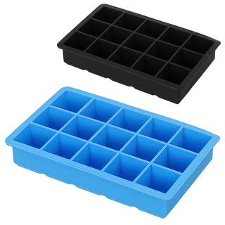 Eiswürfelform 2er Set 19x22x4cm Silikon schwarz blau Gefrierform Küchenzubehör Eiswürfelmaker BPA frei lebensmittelecht 15 Würfel
