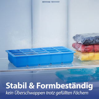 Eiswürfelform 2er Set 19x22x4cm Silikon schwarz blau Gefrierform Küchenzubehör Eiswürfelmaker BPA frei lebensmittelecht 15 Würfel
