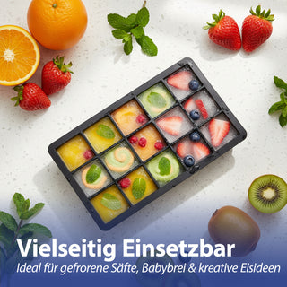 Eiswürfelform 2er Set 19x22x4cm Silikon schwarz blau Gefrierform Küchenzubehör Eiswürfelmaker BPA frei lebensmittelecht 15 Würfel