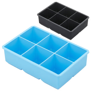Eiswürfelform 2er Set 17x5x12cm Silikon schwarz blau Gefrierform für XL Würfel Küchenzubehör Eiswürfelmaker BPA frei lebensmittelecht 6 Würfel