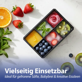 Eiswürfelform 2er Set 17x5x12cm Silikon schwarz blau Gefrierform für XL Würfel Küchenzubehör Eiswürfelmaker BPA frei lebensmittelecht 6 Würfel