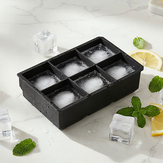 Eiswürfelform 2er Set 17x5x12cm Silikon schwarz blau Gefrierform für XL Würfel Küchenzubehör Eiswürfelmaker BPA frei lebensmittelecht 6 Würfel