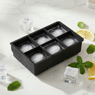 Eiswürfelform 2er Set 17x5x12cm Silikon schwarz blau Gefrierform für XL Würfel Küchenzubehör Eiswürfelmaker BPA frei lebensmittelecht 6 Würfel