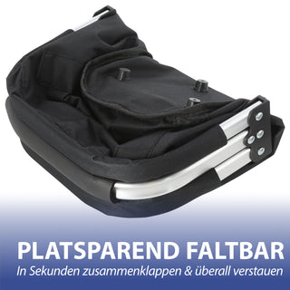 Einkaufskorb faltbar schwarz Aluminium Polyester 600D 42x40x28cm Korb Tragekorb Shopper mit Griff Picknickkorb gestützter Boden verstärkt