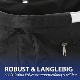 Einkaufskorb faltbar schwarz Aluminium Polyester 600D 42x40x28cm Korb Tragekorb Shopper mit Griff Picknickkorb gestützter Boden verstärkt
