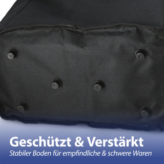 Einkaufskorb faltbar schwarz Aluminium Polyester 600D 42x40x28cm Korb Tragekorb Shopper mit Griff Picknickkorb gestützter Boden verstärkt