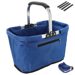 Einkaufskorb faltbar rot|blau|schwarz Aluminium Polyester 600D 42x40x28cm Korb Tragekorb Shopper mit Griff Picknickkorb gestützter Boden verstärkt