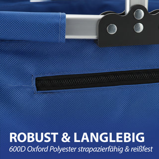 Einkaufskorb faltbar blau Aluminium Polyester 600D 42x40x28cm Korb Tragekorb Shopper mit Griff Picknickkorb gestützter Boden verstärkt