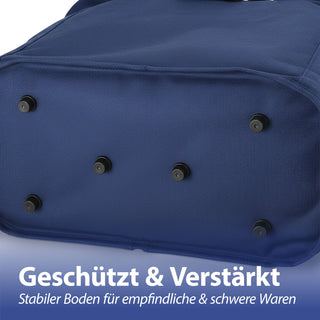 Einkaufskorb faltbar blau Aluminium Polyester 600D 42x40x28cm Korb Tragekorb Shopper mit Griff Picknickkorb gestützter Boden verstärkt