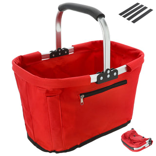 Einkaufskorb faltbar rot|blau|schwarz Aluminium Polyester 600D 42x40x28cm Korb Tragekorb Shopper mit Griff Picknickkorb gestützter Boden verstärkt