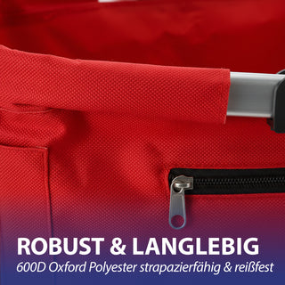 Einkaufskorb faltbar rot|blau|schwarz Aluminium Polyester 600D 42x40x28cm Korb Tragekorb Shopper mit Griff Picknickkorb gestützter Boden verstärkt