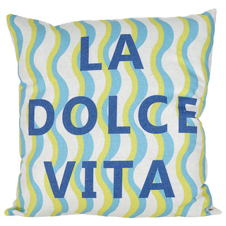 Kissen La Dolce Vita 45x45x8cm rot oder blau mehrfarbig Polyester 280g Polyesterfüllung Reißverschluss Kuschelkissen Wellendesign einseitig bedruckt