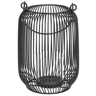 Laterne oval Metallstreben weiß/grau/schwarz Eisen 11,5x22cm Gartenlaterne mit Henkel Teelichthalter Windlicht für Kerzen oder Teelichter