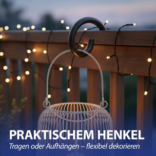 Laterne oval Metallstreben weiß Eisen 11,5x22cm Gartenlaterne mit Henkel Teelichthalter Windlicht für Kerzen oder Teelichter
