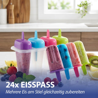 Eisform für Speiseeis 6x4er Set für 24 Eis 15,5x10x7,5cm Kunststoff Gefrierform DIY Eis Popsicle wiederverwendbar Gefrierfach