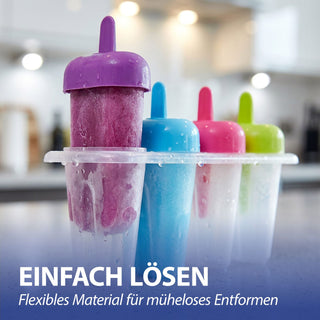 Eisform für Speiseeis 6x4er Set für 24 Eis 15,5x10x7,5cm Kunststoff Gefrierform DIY Eis Popsicle wiederverwendbar Gefrierfach