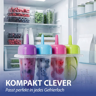 Eisform für Speiseeis 6x4er Set für 24 Eis 15,5x10x7,5cm Kunststoff Gefrierform DIY Eis Popsicle wiederverwendbar Gefrierfach