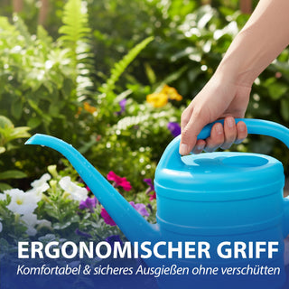 Gießkanne 2er Set je 1 Liter Kunststoff blau grün 19x27x9cm Kanne Wasserkanne Gartenzubehör Pflanzenpflege Bewässerung Gießen