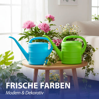 Gießkanne 2er Set je 1 Liter Kunststoff blau grün 19x27x9cm Kanne Wasserkanne Gartenzubehör Pflanzenpflege Bewässerung Gießen