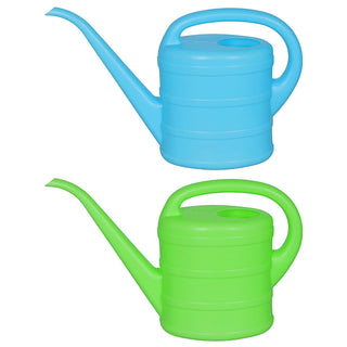 Gießkanne 2er Set je 1 Liter Kunststoff blau grün 19x27x9cm Kanne Wasserkanne Gartenzubehör Pflanzenpflege Bewässerung Gießen