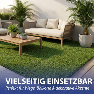 Rasen künstlich 4 Bahnen á 180x30cm Kunststoff Balkon Garten Terrasse Grünfläche Bodenbelag Outdoor Indoor Rasenteppich zuschneidbar