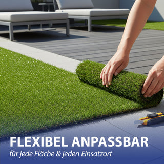 Rasen künstlich 4 Bahnen á 180x30cm Kunststoff Balkon Garten Terrasse Grünfläche Bodenbelag Outdoor Indoor Rasenteppich zuschneidbar