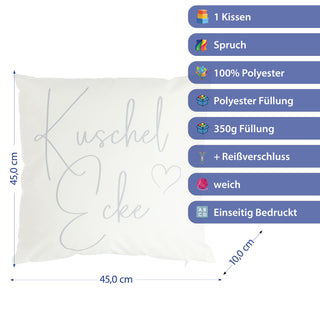 Outdoor Kissen 'Kuschelecke' 45x45x10cm weiß Polyester 350g Füllung wasser- und schmutzabweisend Reißverschluss