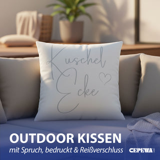Outdoor Kissen 'Kuschelecke' 45x45x10cm weiß Polyester 350g Füllung wasser- und schmutzabweisend Reißverschluss