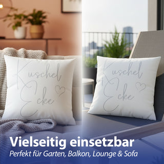 Outdoor Kissen 'Lieblingsplatz' 45x45x10cm weiß Polyester 350g Füllung wasser- und schmutzabweisend Reißverschluss