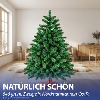 Premium Weihnachtsbaum künstlich – Naturgetreu dichte Zweige künstlicher Weihnachtsbaum mit Holzständer - Höhe 150 cm 546 Zweige Aufbewahrungstasche