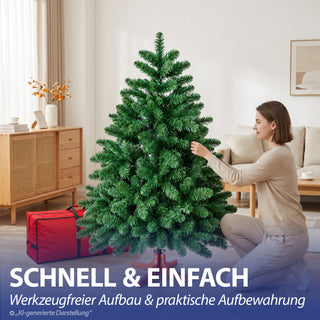 Premium Weihnachtsbaum künstlich – Naturgetreu dichte Zweige künstlicher Weihnachtsbaum mit Holzständer - Höhe 150 cm 546 Zweige Aufbewahrungstasche