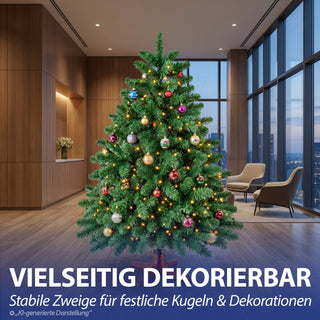 Premium Weihnachtsbaum künstlich – Naturgetreu dichte Zweige künstlicher Weihnachtsbaum mit Holzständer - Höhe 150 cm 546 Zweige Aufbewahrungstasche