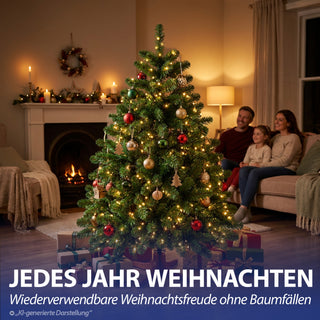Premium Weihnachtsbaum künstlich – Naturgetreu dichte Zweige künstlicher Weihnachtsbaum mit Holzständer - Höhe 150 cm 546 Zweige Aufbewahrungstasche