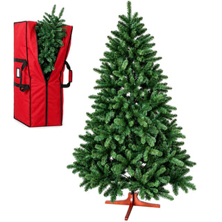 Premium Weihnachtsbaum künstlich – Naturgetreu dichte Zweige künstlicher Weihnachtsbaum mit Holzständer - Höhe 210 cm 1068 Zweige Aufbewahrungstasche