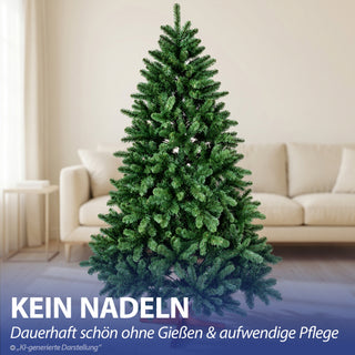 Premium Weihnachtsbaum künstlich – Naturgetreu dichte Zweige künstlicher Weihnachtsbaum mit Holzständer - Höhe 210 cm 1068 Zweige Aufbewahrungstasche