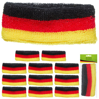 Stirnband Deutschland 12er Set schwarz rot gold Baumwolle Elasthan Polyester Einheitsgröße Haarband Schweißstirnband Fanartikel WM EM Fussball
